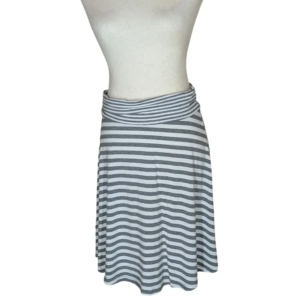 Gap Women's Grey White Stripe Foldover Waist Skirt Sz M Retro Preppy Y2K Skater
